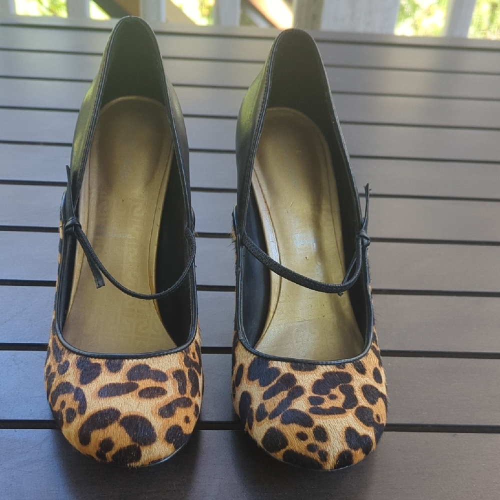 Rockport Leopard Print Heels with Black Accents